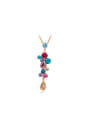thumb Exquisite Colorful Water Drop Shaped Crystal Necklace 0