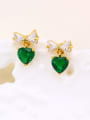 thumb Copper Alloy 23K Gold Plated Simple style Heart-shaped and Bow Zircon stud Earring 2
