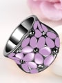 thumb Purple Flower Pattern Enamel Women Ring 2