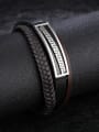 thumb Fashion Woven Artificial Leather Black Men Bracelet 2