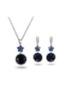 thumb Blue Round Shaped Zircon Two Pieces Jewelry Set 0