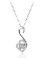 thumb Fashion Heart Swan Zirconias Pendant Copper Necklace 0