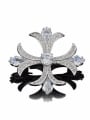 thumb Classical Cross White Zircon-covered Copper Brooch 1