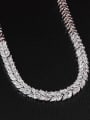 thumb Shimmering White Gold Plated Letter V Shaped Zircon Necklace 1