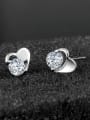 thumb Tiny Heart Shiny Cubic Crystal-accented 925 Sterling Silver Stud Earrings 2