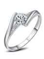 thumb White Gold Plated Zircons Fashion Ring 1