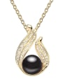 thumb Champagne Gold Plated Imitation Pearl Tiny Crystals-covered Alloy Necklace 2