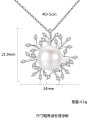 thumb Sterling Silver with AAA zircon natural pearls and Snowflake Necklace 2