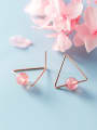 thumb 925 Sterling Silver With Rose Gold Plated Simplistic Triangle Stud Earrings 0