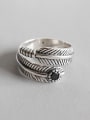 thumb Sterling Silver personalized retro feather free size rings 0