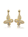 thumb Beautiful 18K Gold Butterfly Shaped Zircon Drop Earrings 0