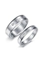 thumb Fashion Monogram-etched Titanium Smooth Lovers Ring 0