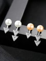thumb Sterling Silver with AAA zircon asymmetrical pearl studs earring 3