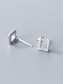 thumb 925 Sterling Silver With  Cubic Zirconia Cute Square Stud Earrings 3