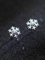 thumb All-match Snowflake Shaped Rhinestones S925 Silver Stud Earrings 2