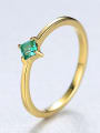 thumb Sterling silver simple four-claw Emerald semi-precious stone ring 2