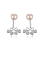 thumb 925 Sterling Silver With Platinum Plated Simplistic Flower Drop Earrings 0