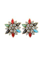 thumb Ethnic style Colorful Resin stones White Crystals Flowery Earrings 0