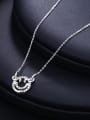 thumb Copper Alloy White Gold Plated Simple style Smiling Face Zircon Necklace 1