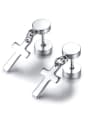 thumb Stainless Steel With Smooth Simplistic Cross Drop Earrings 3