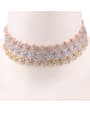 thumb Copper With  Cubic Zirconia  Plated Delicate Flower Chokers  Necklace 1