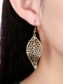 thumb Exaggerated 18K Gold Leaf Shaped Stud hook earring 1
