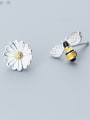 thumb S925 white fungus, female sweet, sun flower, asymmetrical cute little bee ear nail E9381 1