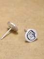 thumb Tiny 925 silver Puppy Dog-etched Stud Earrings 2
