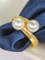 thumb Luxury 18K Gold Plated Double Artificial Pearl Ring 2