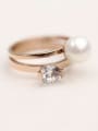 thumb Zircon Artificial Pearl Fashion Ring 1