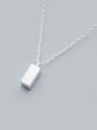 thumb S925 Silver Necklace Pendant female fashion style simple rectangular Necklace individual character clavicle chain D4308 1