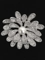 thumb Fashion Artificial Pearl Cubic Zirconias-covered Flower Brooch 1