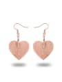 thumb All-match Rose Gold Plated Heart Shaped Natural Leaf Drop Earrings 0