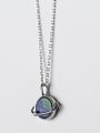 thumb Fashionable Green Round Shaped Crystal S925 Silver Necklace 0