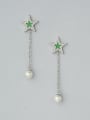 thumb Green Star Shaped Shell Pearl Drop Earrings 0