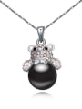 thumb Fashion Tiny Crystals-covered Bear Imitation Pearl Alloy Necklace 3