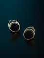 thumb Black Gold Plated Acrylic Rhinestones Stud Earrings 2
