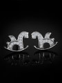 thumb Tiny Shiny Zirconias-covered Little Rocking Horse 925 Silver Stud Earrings 0