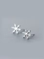 thumb S925 Silver Fashion zircon Snowflake Stud cuff earring 0