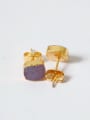 thumb Tiny Square Natural Crystal Stud Earrings 1