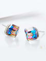 thumb Tiny Cube austrian Crystal 925 Silver Stud Earrings 2