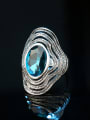 thumb Retro style Oval Glass Silver Plated Ring 2
