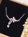 thumb S925  Silver Heart ECG Shape Personality Necklace 2
