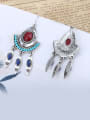 thumb BOHO Antique Silver Plated Tricolor Resin stones Alloy Drop Earrings 2