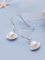 thumb 925 Sterling Silver With Artificial Pearl Simplistic Geometric Hook Earrings 1