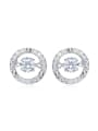 thumb Simple Cubic Rotational Zircon Hollow Round 925 Silver Stud Earrings 0