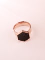 thumb Black Glue Geometric Women Ring 0