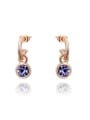 thumb Purple Austria Crystal Geometric Shaped Drop Earrings 0