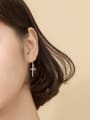 thumb 925 Sterling Silver With Platinum Plated Simplistic Cross Drop Earrings 1