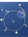 thumb 925 Sterling Silver With Platinum Plated Simplistic Star Ank moon Anklet 1